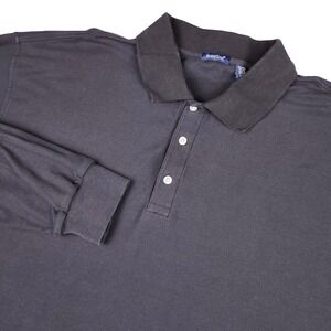 Rivers End Polo Shirt Mens 3XL Black Pima Cotton Long Sleeve Preppy Business